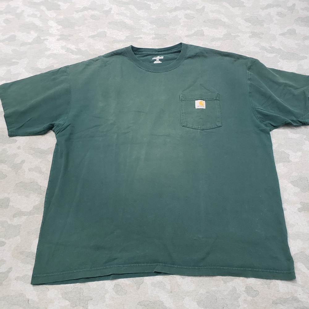 Carhartt Shirt Mens XL Green Pockets Short Sleeve Workwear‎